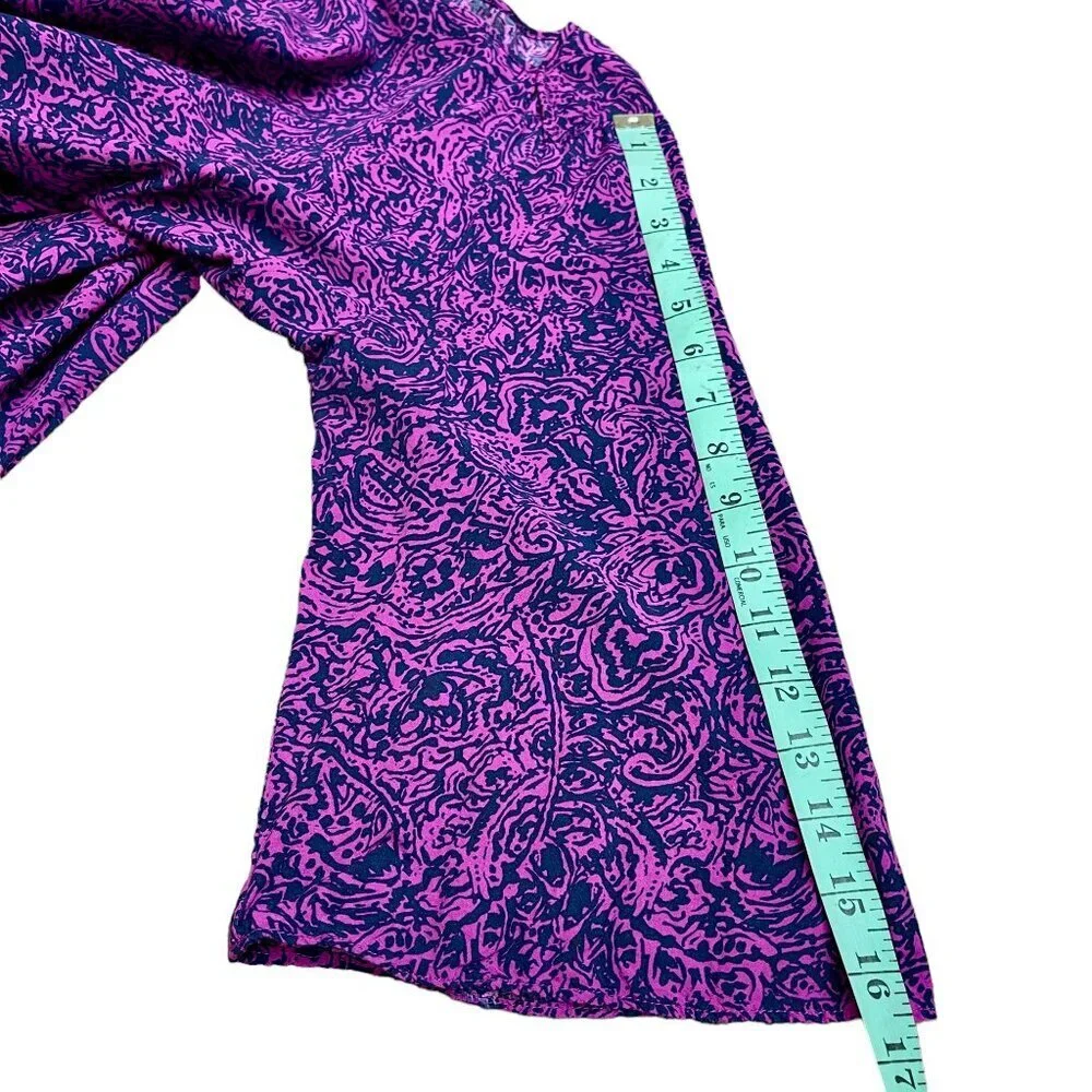 Banana Republic Women's Purple and Black Paisley & Floral Print Dress - Size L - Picture 12 of 13